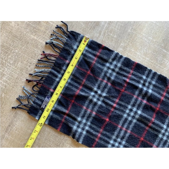 vtg Burberry Burberrys Scarf classic Nova Check Cashmere navy white red unisex - Picture 8 of 8